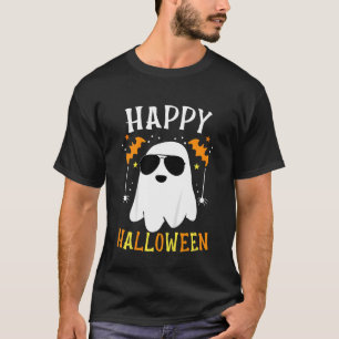 Kids Happy Halloween Cool Boo Ghost Glasses Kids B T-Shirt
