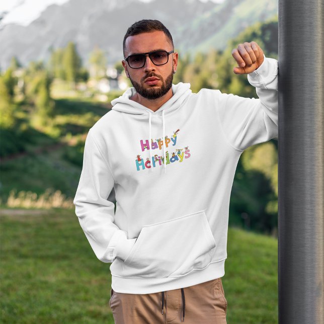 Kids Happy Holidays Stick Figure Typography Hoodie (Creator Uploaded)