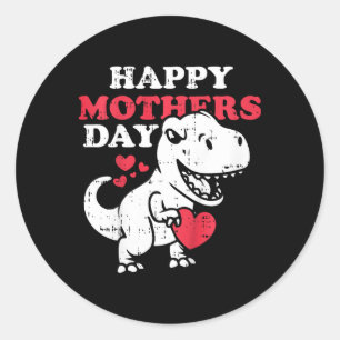 Kids Happy Mothers Day Cute T Rex Dinosaur Son Tod Classic Round Sticker