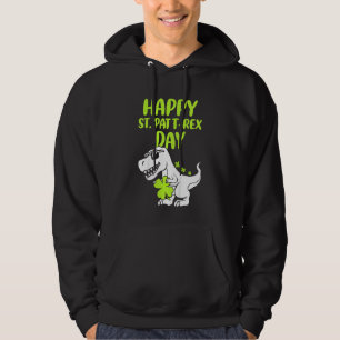 Kids Happy St Pat T Rex Day Dino Saurus St Patrick Hoodie