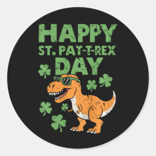 Kids Happy St Pat T Rex Day Dino St Patricks Day T Classic Round Sticker