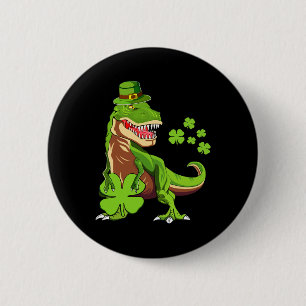 Kids Happy St Pat Trex Day Dino St Patricks Day Bo 6 Cm Round Badge