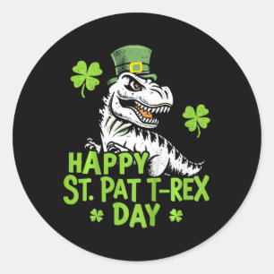 Kids Happy St Pat Trex Day Dino St Patricks Day  Classic Round Sticker