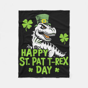 Kids Happy St Pat Trex Day Dino St Patricks Day  Fleece Blanket