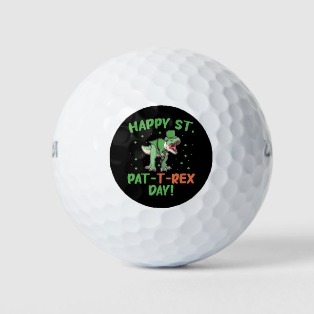 Kids Happy St Pat Trex Day Dino St Patricks Day  Golf Balls (Front)