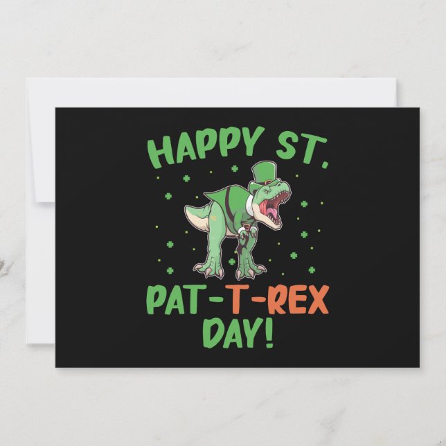 Kids Happy St Pat Trex Day Dino St Patricks Day  Holiday Card (Front)