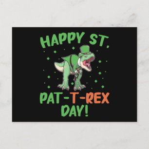 Kids Happy St Pat Trex Day Dino St Patricks Day Postcard
