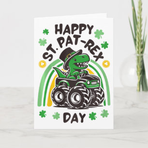 Kids Happy St Pat Trex Day Dino St Patricks Day To Card