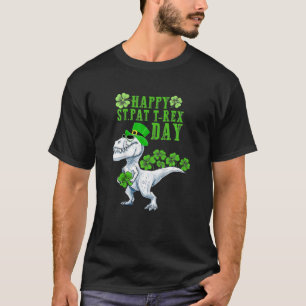 Kids Happy St Pat Trex Day Dinosaur Patricks Day L T-Shirt