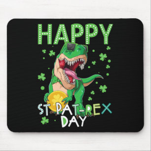 Kids Happy St Patricks Day T-rex Dinosaur Boy Scho Mouse Pad