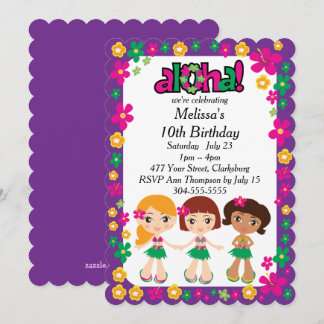 Kids Hawaiian Luau Invitation