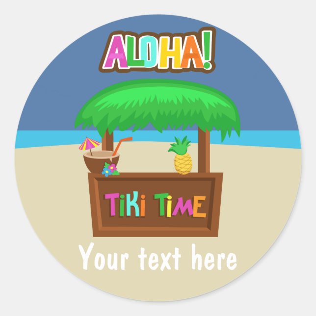 Kids Hawaiian Luau Party Classic Round Sticker (Front)
