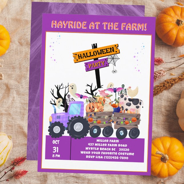 Kids Hayride  Farm  Halloween Tractor Party   Invitation (Creator Uploaded)