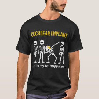 Kids Hearing Loss Dabbing Skeleton Wearing Cochlea T-Shirt