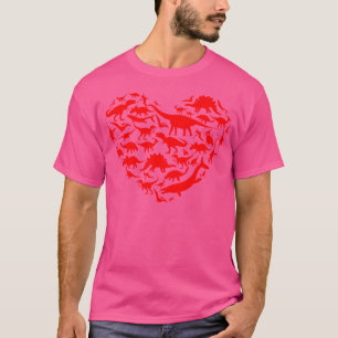 Kids Heart Dinosaur Pattern Valentines Day T-Rex B T-Shirt
