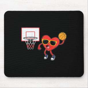 Kids Heart Dunk Bysketbyll Player Valentines Day L Mouse Pad