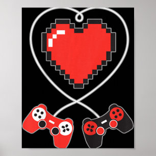 Kids Heart Pixel Art Video-Game Controller Valenti Poster