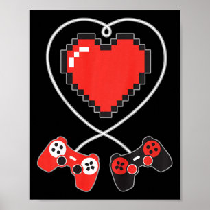 Kids Heart Pixel Art Video-game Controller Valenti Poster