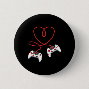 Kids Heart Video-Game Controller Valentines Day Co 6 Cm Round Badge