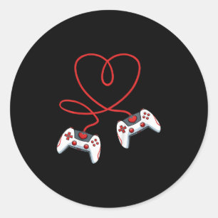 Kids Heart Video-Game Controller Valentines Day Co Classic Round Sticker