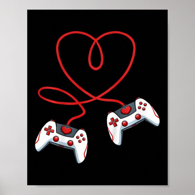 Kids Heart Video-game Controller Valentines Day Co Poster (Front)