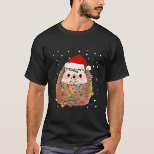 Kids Hedgehog Santa Claus Xmas Lights Christmas Pa T-Shirt