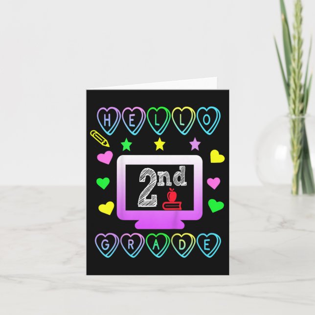 Kids Hello 2nd Grade First Day Of School Fun Secon Card (Front)