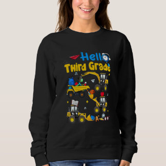Kids Hello 3rd Grade Construction Truck Kids Back  Sweatshirt