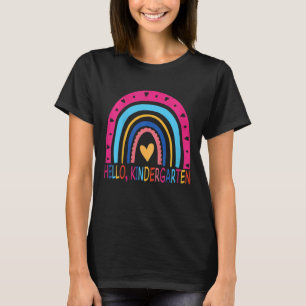 Kids Hello Kindergarten Heart Teacher Student Back T-Shirt