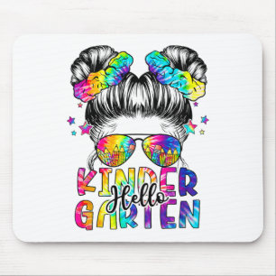 Kids Hello Kindergarten Messy Hair Bun Girl Ck To Mouse Pad