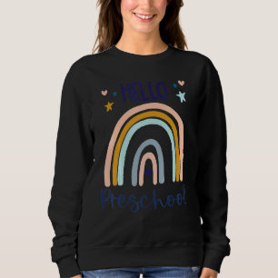 Kids Hello Preschool Retro Rainbow Teacher Toddler Sweatshirt