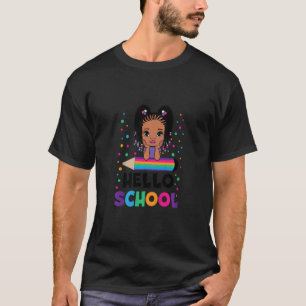 Kids Hello School African American Black Kids Girl T-Shirt