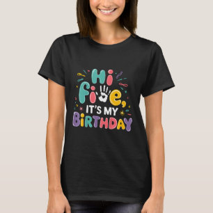 Kids Hi Five Its My Birthday 5th Birthday Party 5 T-Shirt
