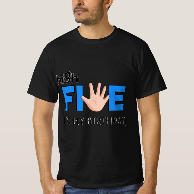 Kids High Five - Cool 5 Year Old Kids Birthday Gif T-Shirt (Front)