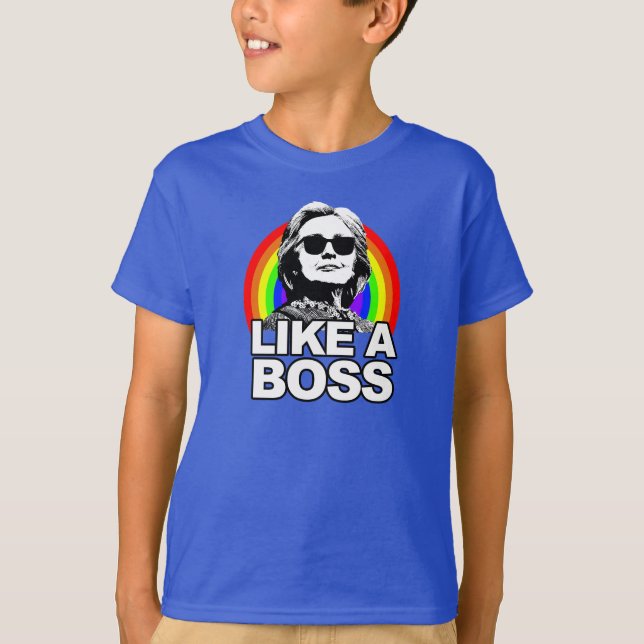 Kids' Hillary Clinton "Like A Boss" Rainbow Shirt (Front)