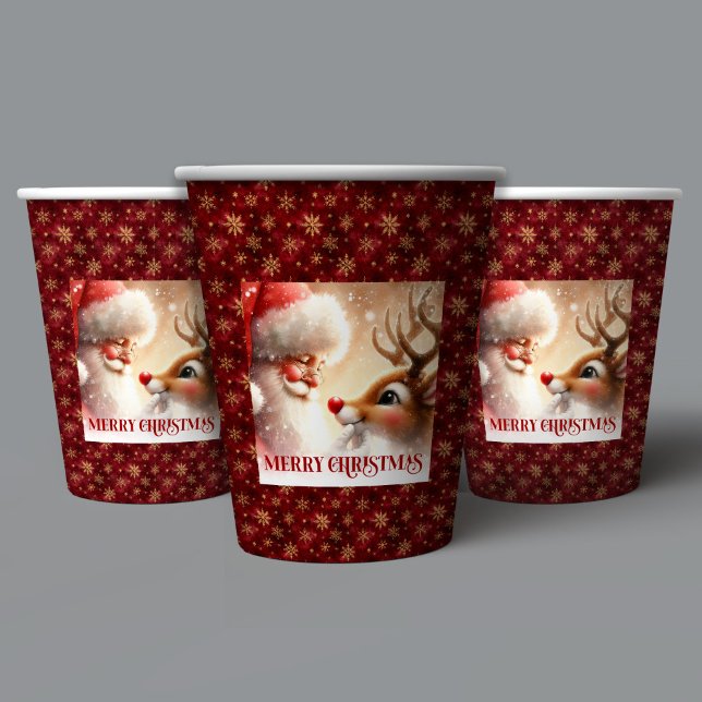 Kids Holiday Cups with Santa and Red Nose Rudolph (Kids Holiday Cups with Santa and Red Nose Rudolph)