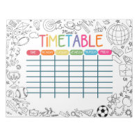 Kids homeschool timetable reading log cute doodle