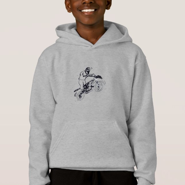 Kid's hoodie with dirt bike design (Front)