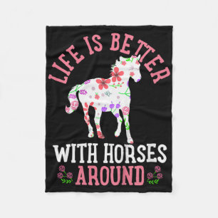 Kids Horse Horseback Riding Cute Gift Fleece Blanket