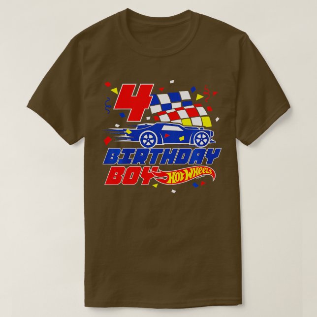 Kids Hot Wheels  4 Birthday Boy  T-Shirt (Design Front)