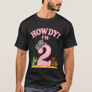 Kids Howdy Cowgirl 2nd Birthday Western Country So T-Shirt