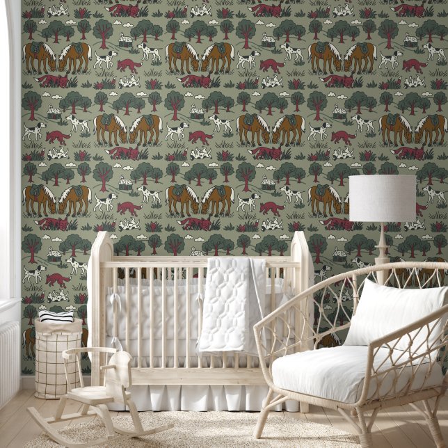 Kids Hunt Club Folkart hand drawn doodle hound dog Wallpaper (Kids)