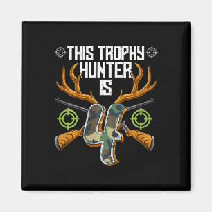 Kids Hunter Hunting 4th Birthday Magnet