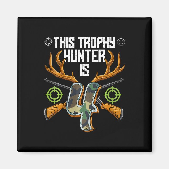 Kids Hunter Hunting 4th Birthday  Magnet (Front)