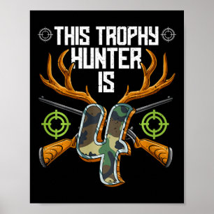 Kids Hunter Hunting 4th Birthday Poster