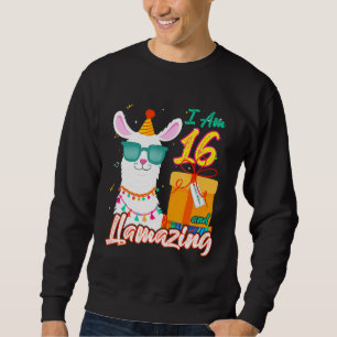 Kids I Am 16 Years Old and Llamazing Llama 16th Bi Sweatshirt