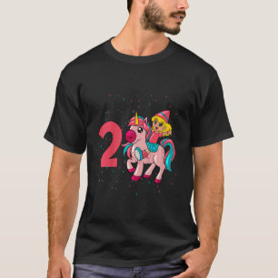 Kids I am 2 with unicorn  girl birthday 2 years ol T-Shirt