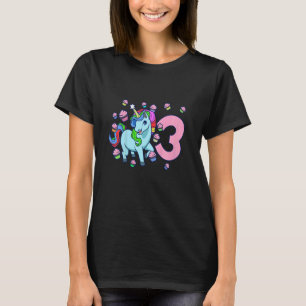 Kids I am 3 with unicorn girl birthday 3 years ol T-Shirt