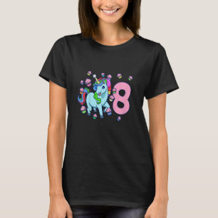 Kids I am 8 with unicorn  girl birthday 8 years ol T-Shirt