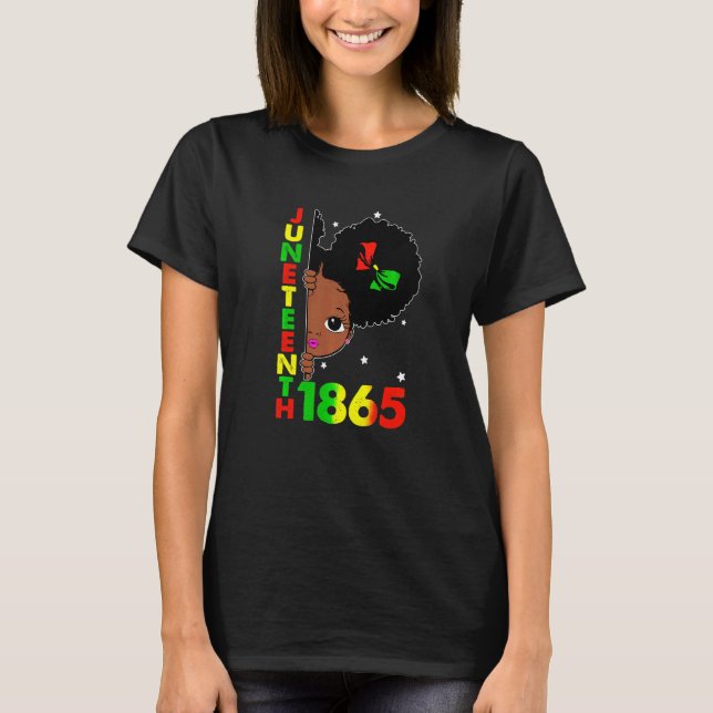 Kids I Am Black History Girls Little Melanin Queen T-Shirt (Front)